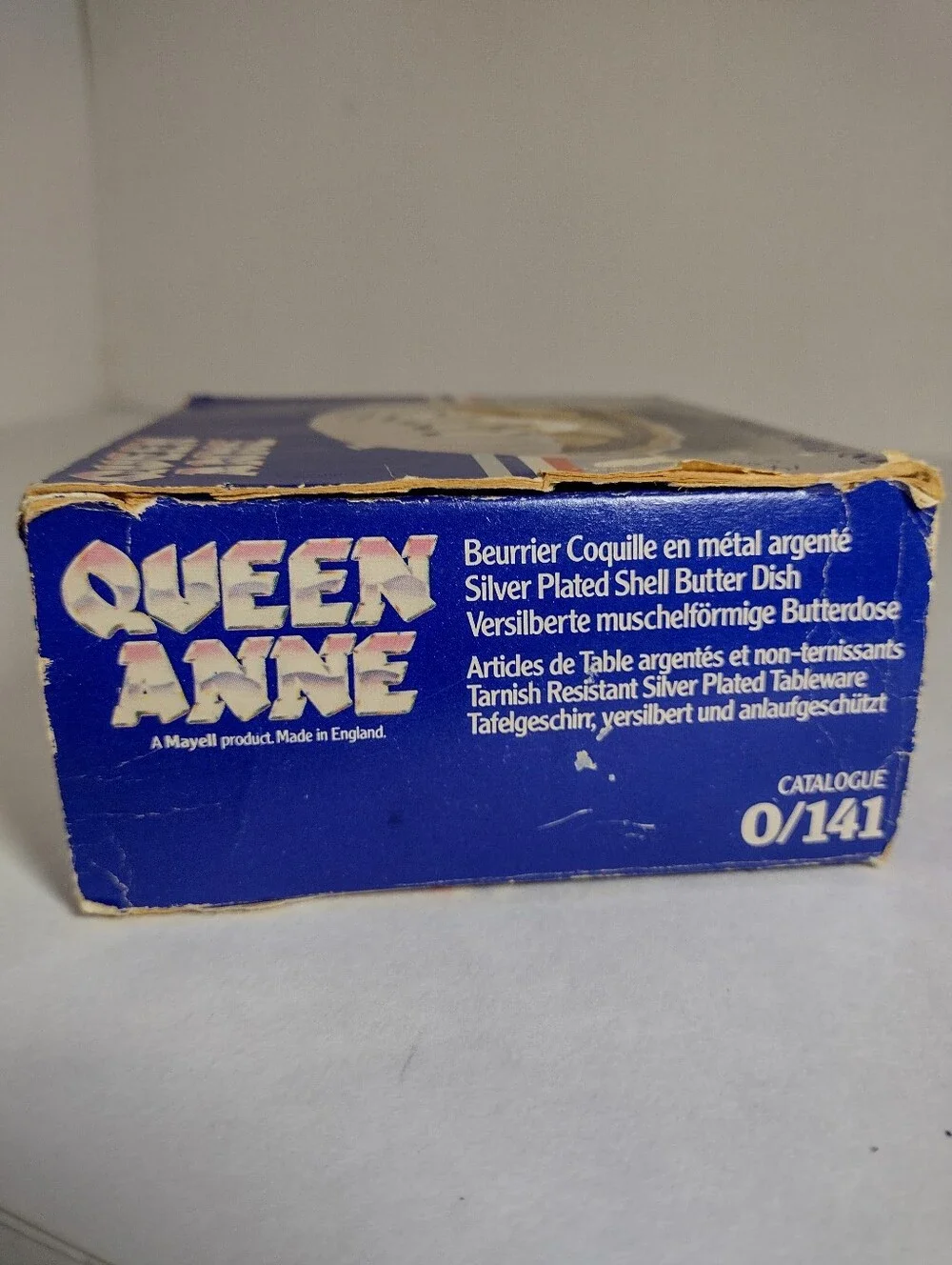Queen Anne Vintage Butler Silver Tone Tableware in Blue and White Box